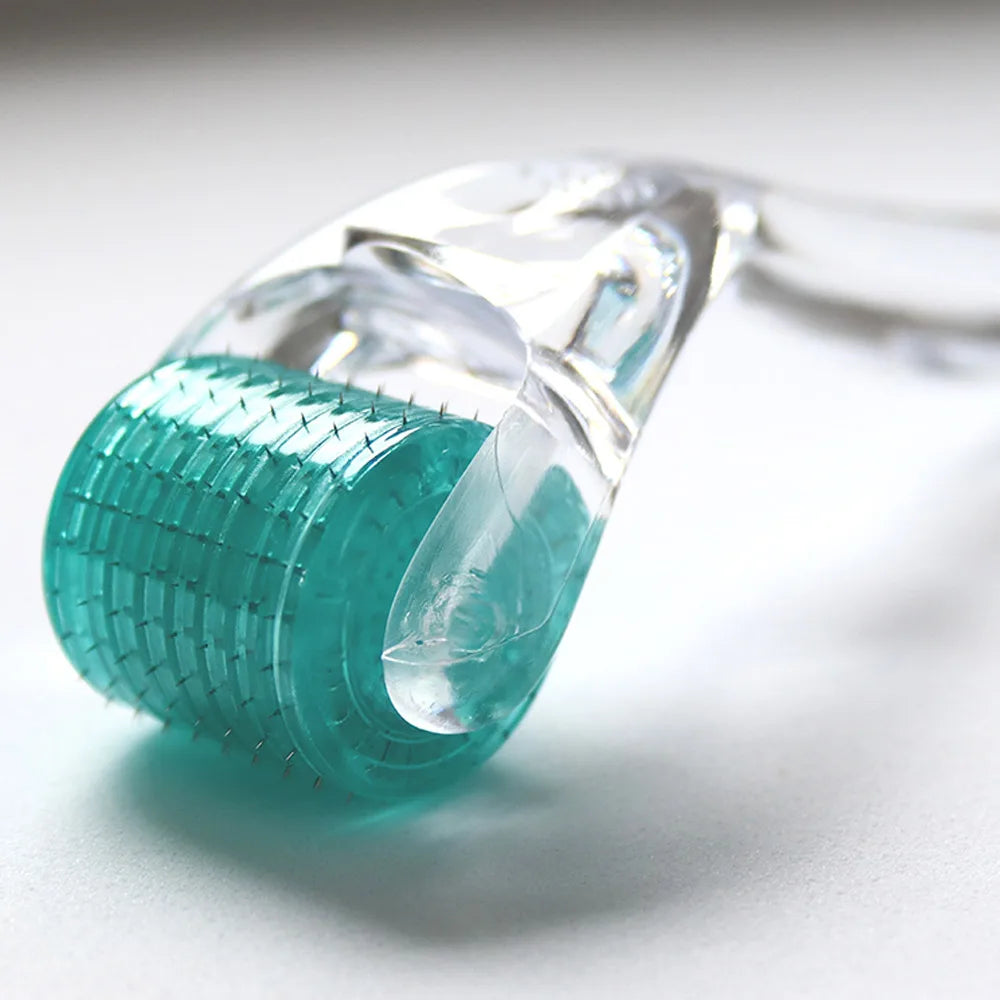 Close up shot of a microneedling derma roller